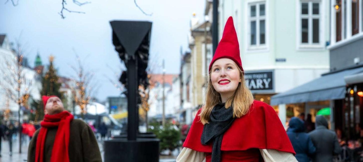 Nisser i gågaden i Horsens - en del af Destination Kystlandet