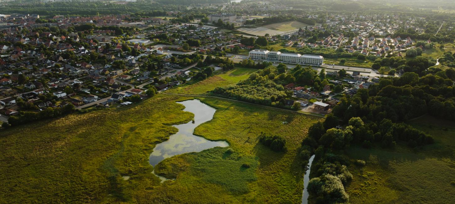 Luftfoto af Nørrestrand, Fængslet og Horsens by