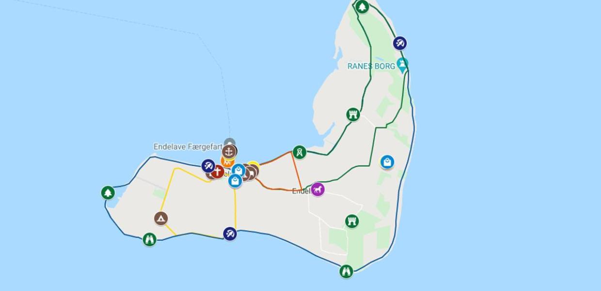 Oversigt over vandreruten Kaninoen på Endelave via Google Maps