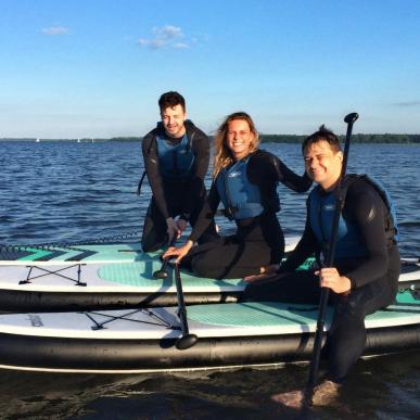 Three friends on SUP-boards in Horsens Fjord