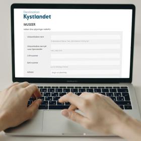 Skærm med tilmeldingsformular til Destination Kystlandet