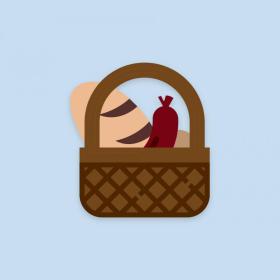 Illustration af madkurv fra Destination Kystlandet