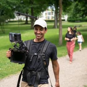 Kamera mand filmer i Lunden i Horsens